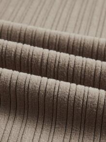 SHEIN ICON Đầm Cắt ra Gân đan màu trơn Giải trí - Màu Khaki - Xem 4