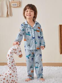 Đồ mặc nhà Trai Túi Tương phản ràng buộc Nút phía trước Hoạt hình Dễ thương - Màu xanh lam - Xem 1