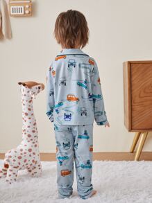 Đồ mặc nhà Trai Túi Tương phản ràng buộc Nút phía trước Hoạt hình Dễ thương - Màu xanh lam - Xem 2