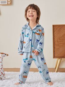 Đồ mặc nhà Trai Túi Tương phản ràng buộc Nút phía trước Hoạt hình Dễ thương - Màu xanh lam - Xem 3