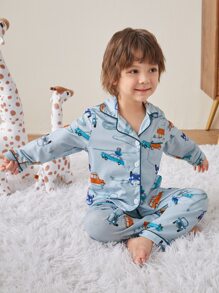 Đồ mặc nhà Trai Túi Tương phản ràng buộc Nút phía trước Hoạt hình Dễ thương - Màu xanh lam - Xem 4