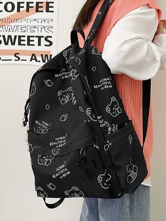 Impermeable,Ligero,Mochila Portátil De Gran Capacidad Con Gráfico De Dibujos Animados Para Adolescentes, Mujeres, Estudiantes Universitarias,Trabajadores De Cuello Blanco Universidad