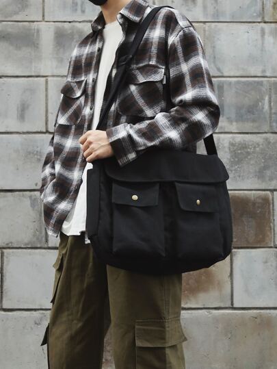 Bolso bandolera multibolsillo para hombre, bolso deportivo para estudiante universitario de secundaria para viajes, escuela universitaria
