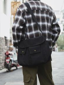 Bolso bandolera multibolsillo para hombre, bolso deportivo para estudiante universitario de secundaria para viajes, escuela universitaria - Negro - Ver 2