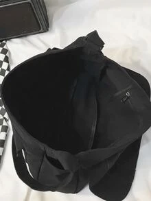 Bolso bandolera multibolsillo para hombre, bolso deportivo para estudiante universitario de secundaria para viajes, escuela universitaria - Negro - Ver 4