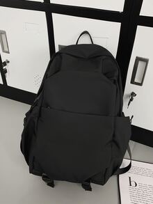 15.6 Inch Men Minimalist Casual Daypack, Schoolbag For Travel, College, School - Black - View 2