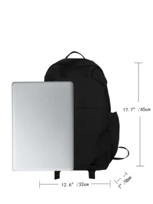 15.6 Inch Men Minimalist Casual Daypack, Schoolbag For Travel, College, School - Black - View 3