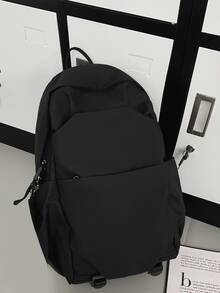15.6 Inch Men Minimalist Casual Daypack, Schoolbag For Travel, College, School - Black - View 4