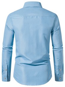 Manfinity Mode 男士滿版印花襯衫 - 藍色 - 查看 2