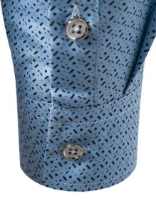 Manfinity Mode 男士滿版印花襯衫 - 藍色 - 查看 5