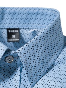 Manfinity Mode 男士滿版印花襯衫 - 藍色 - 查看 8