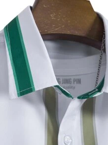 Manfinity Men Vertical Striped Shirt Without Tee - White - View 6