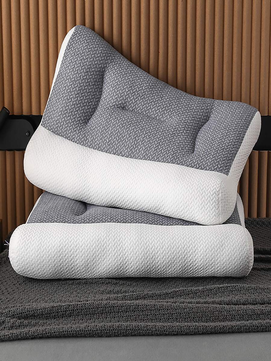 1 pieza Almohada de ropa de cama de dos tonos - Blanco - Ver 1