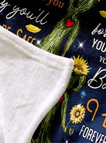 1pc Sunflower & Slogan Graphic Blanket - Multicolor - View 3