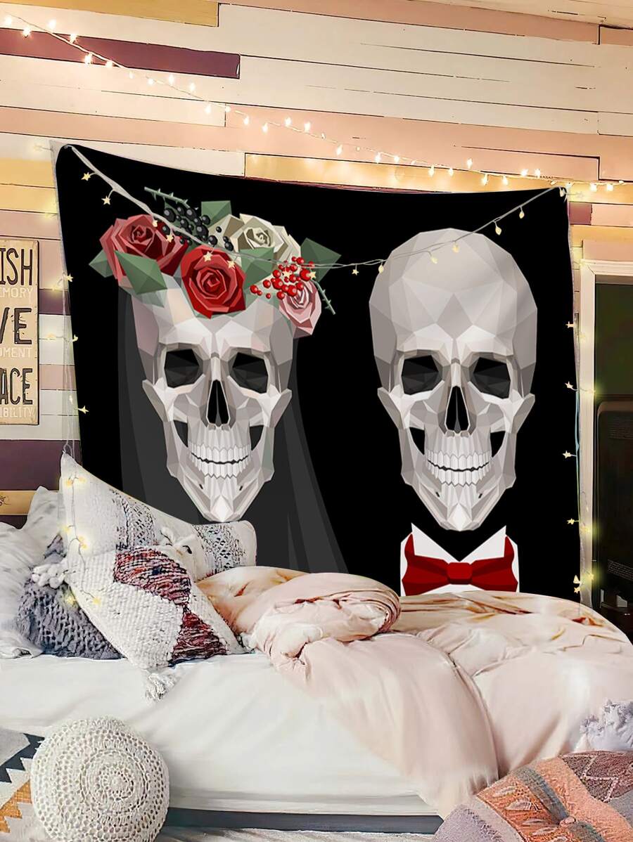 Tapiz estampado de cráneo - Multicolor - Ver 1