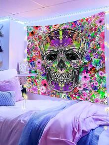 Tapiz estampado de cráneo - Multicolor - Ver 1