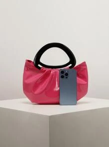Bolso con fruncido minimalista - Rosa Fucsia - Ver 4