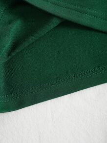 SHEIN EZwear Letter Graphic Contrast Collar Crop Sweatshirt Pullover Fall Sweatshirt - Green - View 5