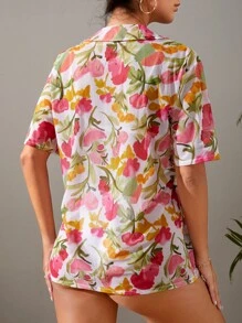 Kimono con botones estampado floral de verano - Multicolor - Ver 2