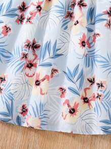 Girls Letter & Tropical Print Dress - Multicolor - View 5