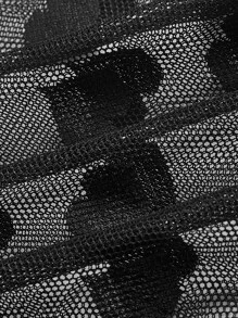 SHEIN Privé Heart Pattern Mesh Leggings - Black - View 4