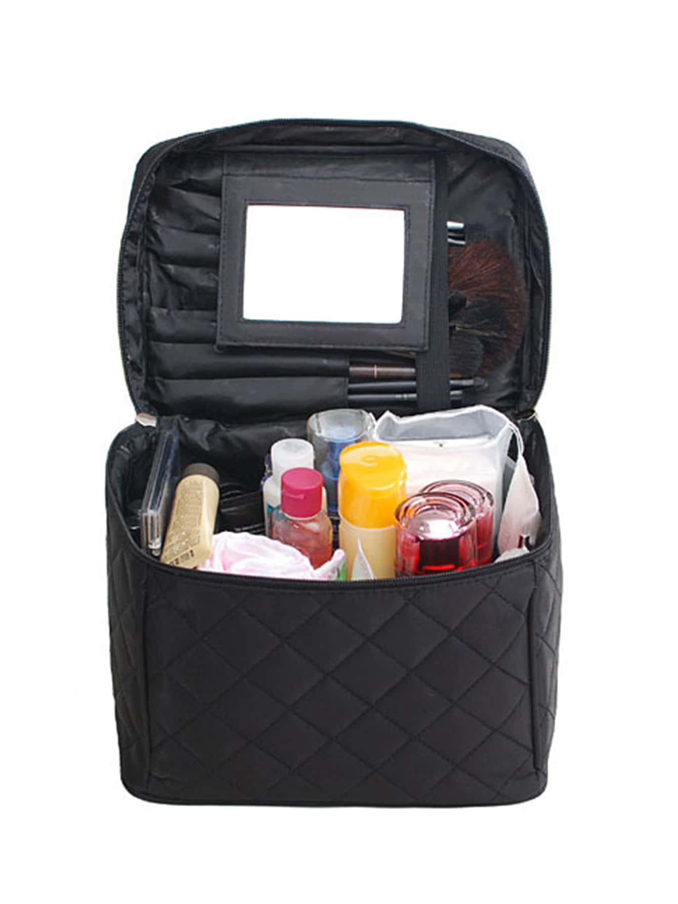 1Pc Barrel-Shaped Black Rhombus Large-Capacity Large Mirror Thickened Makeup Bag For Women Girls,Makeup Bag Makeup Pouch Skincare Bag Toiletry Bag Packing Cubes,Travel Essentials Cruise Essentials Dorm Essentials,Wedding Bridesmaid Gifts,Mom Gifts,Birthday Gifts,Gifts For Friends And Teachers,Home Decor,Bathroom Livingroom Bedroom Decor,Bathroom Organizer,Jewelry Organizer,Lip Oil Organizer,Nail Polish Organizer Storage Makeup Organizer Makeup Case Makeup Travel Toiletry Organizer Essentials Gifts Storage Zipper Accessories Nail,Makeup Organiser,Travel,Makeup Pouch,Vanity,Travel Essentials,Pouch Bag,Travel Essential,Vanity Accessories,Small Makeup Bag,Makeup Pouch,Cosmetic Bag,Travel Essential,Large Capacity,Large Makeup Bag,Gifts For Women,Christmas Gifts,Gift Ideas For Women,Makeup Pouch,Travel Essential