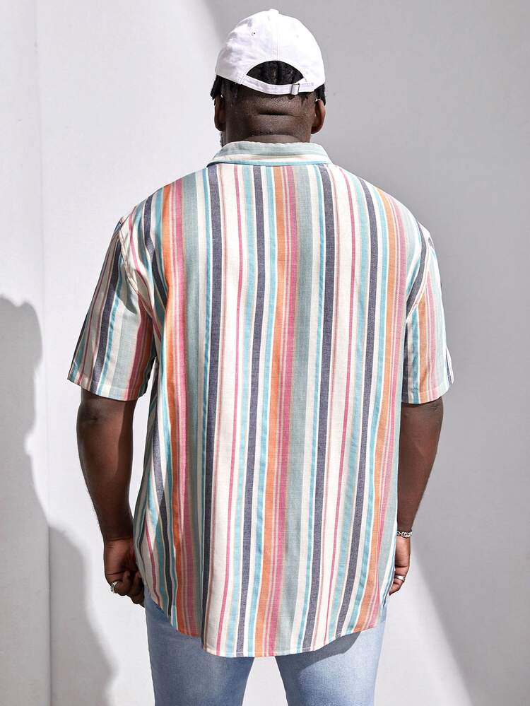 EASEVO Men Plus Striped Print Shirt - Multicolor - View 2