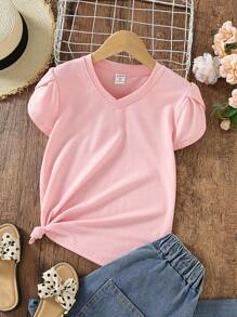 SHEIN Tops con gái màu trơn Giải trí - Hồng - Xem 1