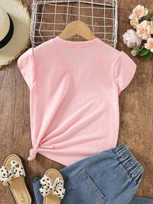 SHEIN Tops con gái màu trơn Giải trí - Hồng - Xem 2