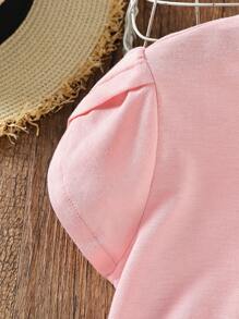 SHEIN Tops con gái màu trơn Giải trí - Hồng - Xem 3
