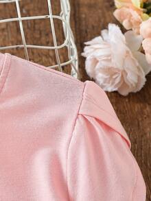 SHEIN Tops con gái màu trơn Giải trí - Hồng - Xem 4