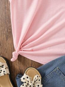 SHEIN Tops con gái màu trơn Giải trí - Hồng - Xem 6