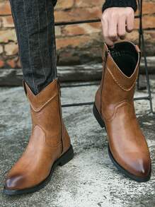 Men Zip Side Western Boots