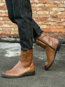Men Zip Side Western Boots