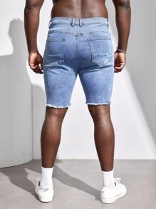 Manfinity VCAY Hombres Shorts en mezclilla algodón desgarro ribete sin dobladillo