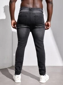 Manfinity 男士斜口袋緊身牛仔褲