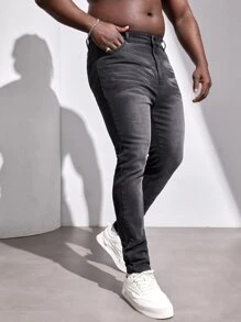 Manfinity 男士斜口袋緊身牛仔褲