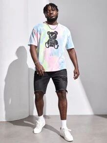 Manfinity Hombres Shorts mezclilla bermuda desgarro bajo crudo - Negro - Ver 6