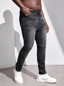 Manfinity 男士斜口袋緊身牛仔褲