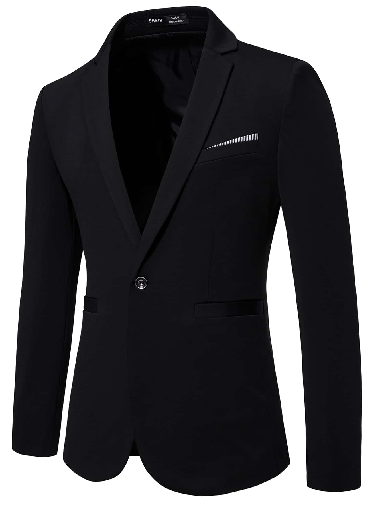 Manfinity Mode Hombres Blazer de cuello con solapa con botón - Negro - Añade 1