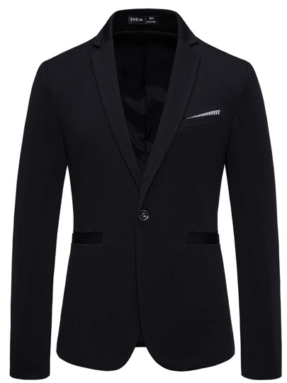 Manfinity Mode Men Lapel Collar Single Button Blazer Formal