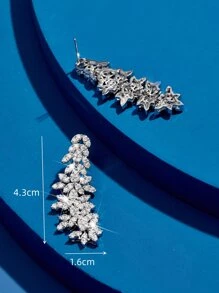 DV JEWELRY 1 Cặp bông tai mặt dây chuyền Cubic Zirconia mạ vàng trắng sang trọng dành cho nữ, Quà tặng trang sức thanh lịch cho đám cưới, kỷ niệm, tiệc tùng kèm hộp quà - Bạc - Xem 4