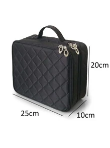 1 pieza Bolsa de maquillaje multifuncional portátil de doble capa con forma de rombo y gran capacidad, impermeable, para almacenamiento de maquillaje y decoración de habitaciones, bolsas, bolsa de maquillaje, tocador, viaje, bolsa de maquillaje, artículos de viaje, organizador, almacenamiento, artículos de viaje esenciales, organizador de maquillaje, bolsas de maquillaje, bolsa de aseo, organizador de escritorio, bolsa de cosméticos, bolsa de maquillaje, organizador de maquillaje, accesorios de tocador, bolsa de maquillaje, bolsas de maquillaje, bolsa de maquillaje, bolsa de maquillaje, bolsas de maquillaje, bolsa de cosméticos, organizador de maquillaje, viaje, bolsa de maquillaje, bolsa, tocador, bolsa de maquillaje, artículos de viaje esenciales, bolsa, accesorios de tocador, bolsa de maquillaje pequeña - Negro - Ver 5