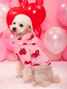 1pc Pet Dog Hoodie, Valentine's Day Heart Pattern Pet Sweatshirt, Suitable For Small/Medium Dogs, Cats, Valentine's Day Pet Outfit, Valentine's Day Gift - Pink - View 5
