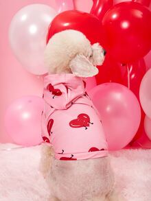 1pc Pet Dog Hoodie, Valentine's Day Heart Pattern Pet Sweatshirt, Suitable For Small/Medium Dogs, Cats, Valentine's Day Pet Outfit, Valentine's Day Gift - Pink - View 7