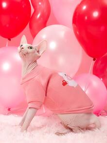 Cartoon Pig Print Pet Sweatshirt - Multicolor - View 2