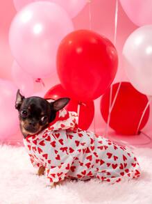 Heart Print Hooded Pet Raincoat - Multicolor - View 2
