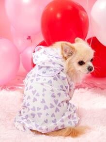 1pc Heart Print Pet Raincoat - Multicolor - View 5