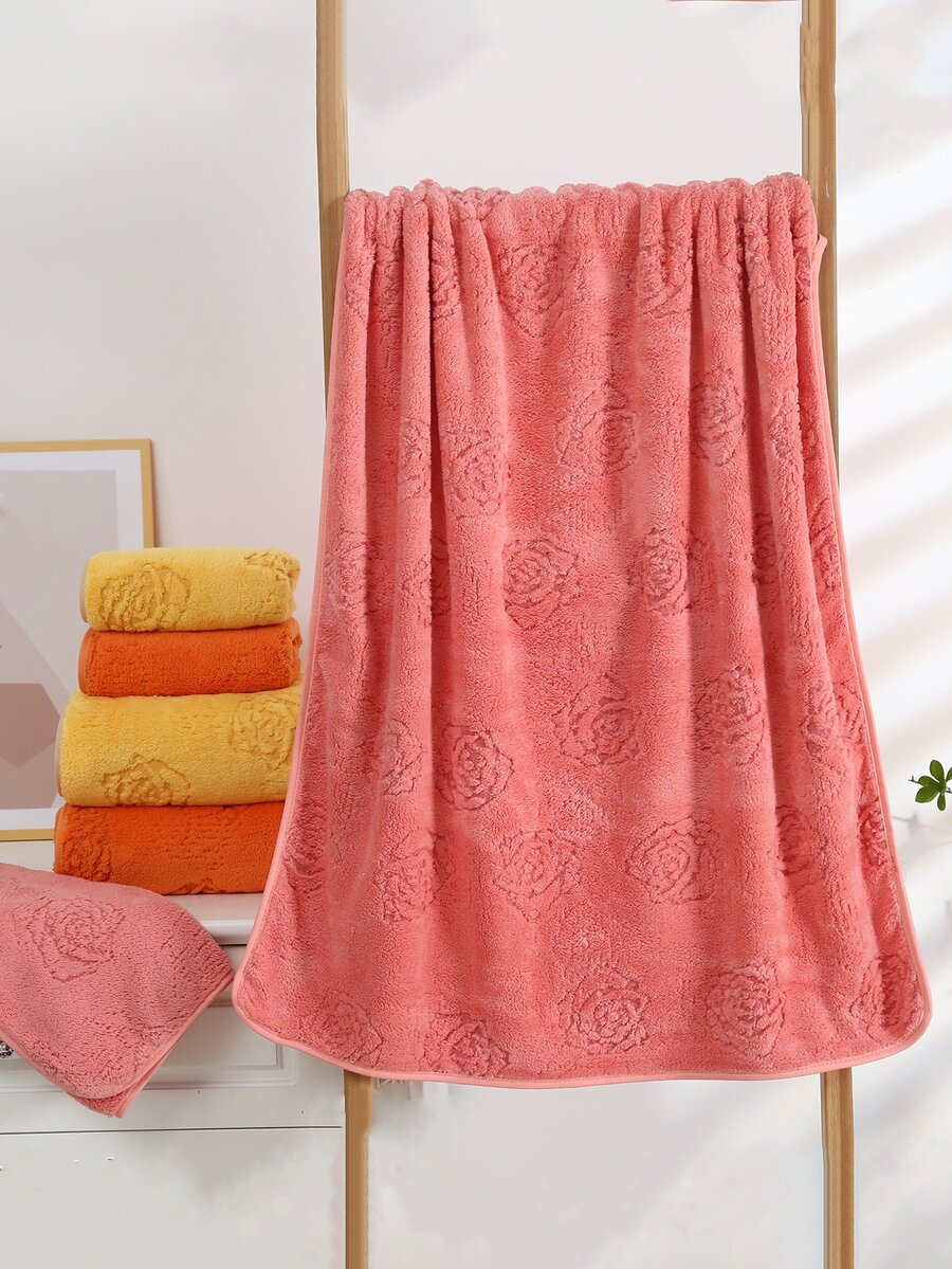 1pc Floral Jacquard Random Color Towel Or 1pc Bath Towel - Multicolor - View 1