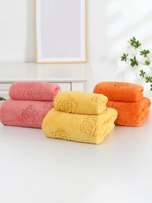 1pc Floral Jacquard Random Color Towel Or 1pc Bath Towel - Multicolor - View 2